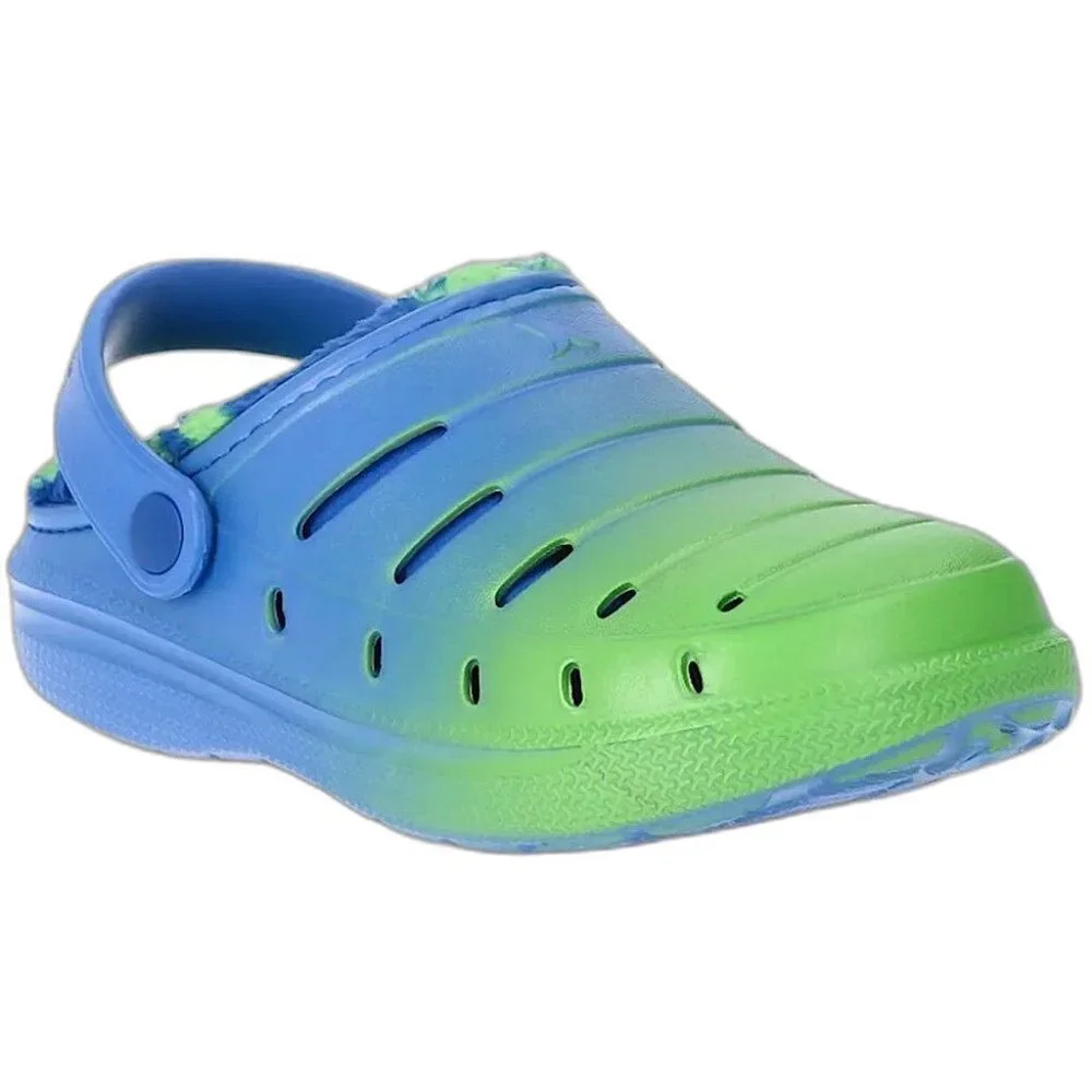 Rugged Shark TODDLER BOYS FAUX SHERPA LINED Clogs SIZE 7 Blue Sandals NEW